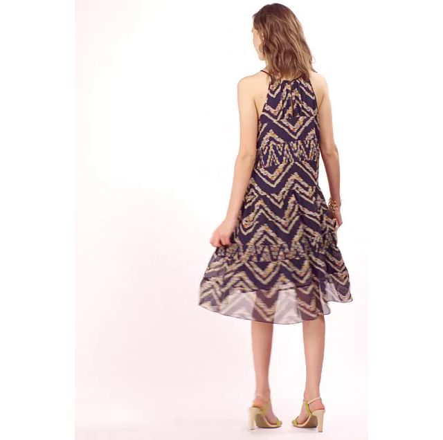 ochre midi dress EMBROIDERED PRINTED CUT-OUT MIDI DRESS