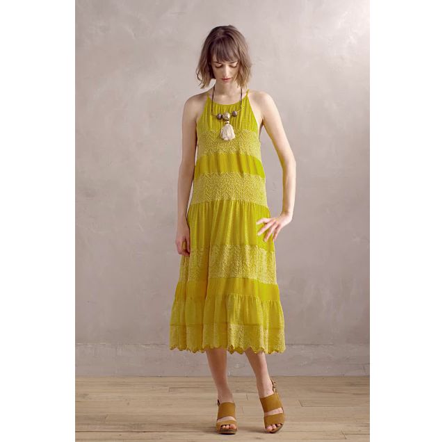 chinese dress ladies Cream Floral Lace Linen Blend Dress