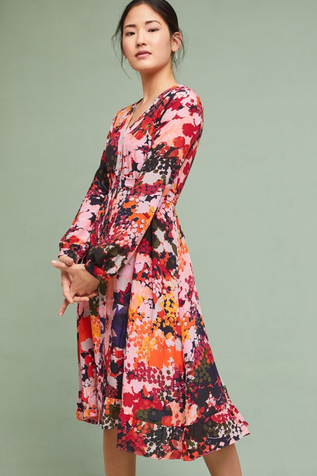 Printed Silk Wrap Dress #1