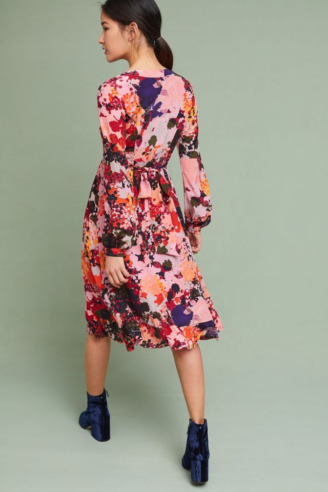 Printed Silk Wrap Dress #3