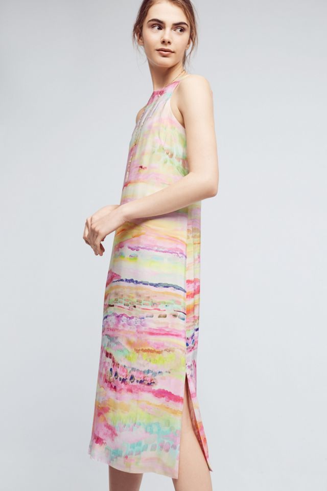 Painted Silk Column Dress #1