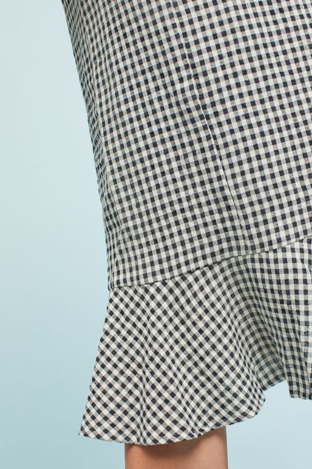 Gingham Flutter-Sleeve Dress #2