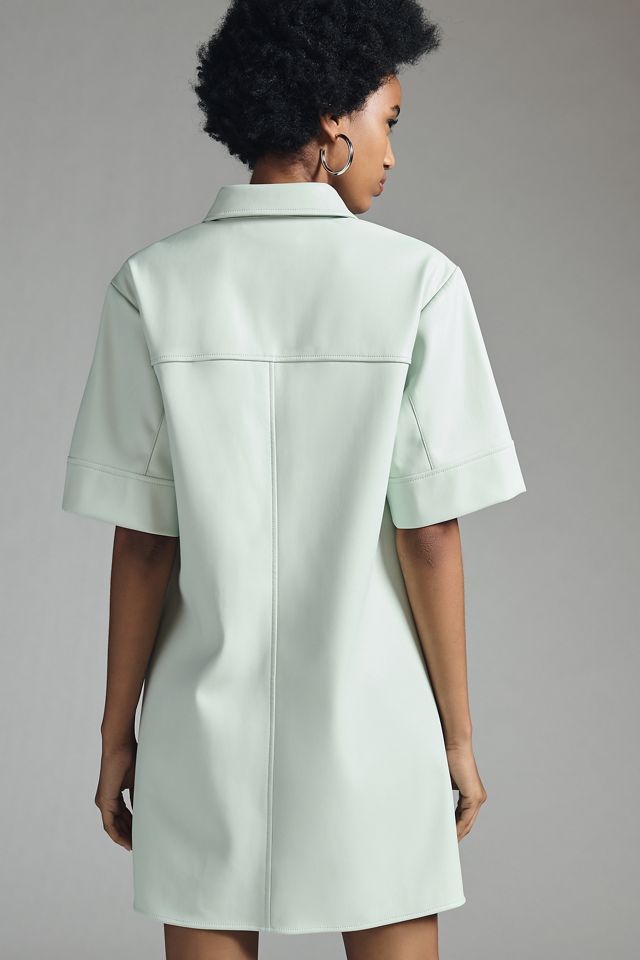 By Anthropologie Faux Leather Shirt Dress #1