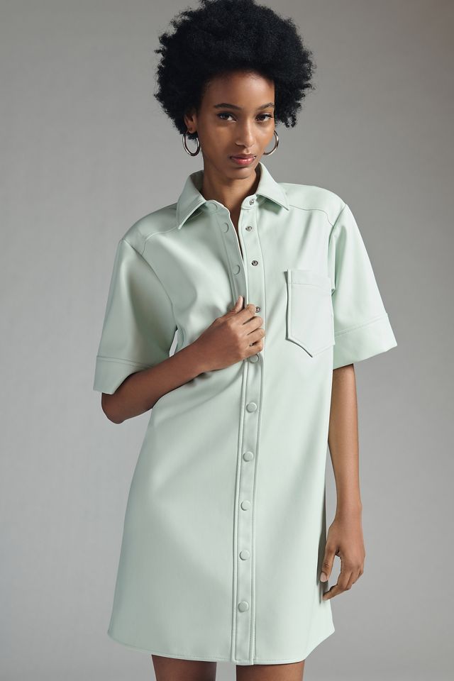 By Anthropologie Faux Leather Shirt Dress #2