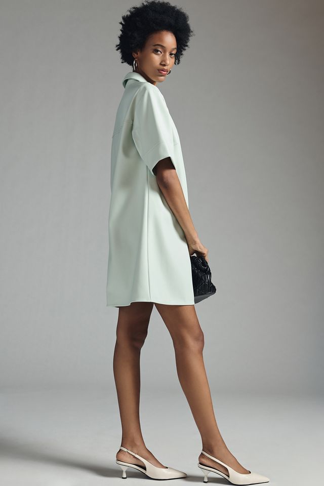 By Anthropologie Faux Leather Shirt Dress #3