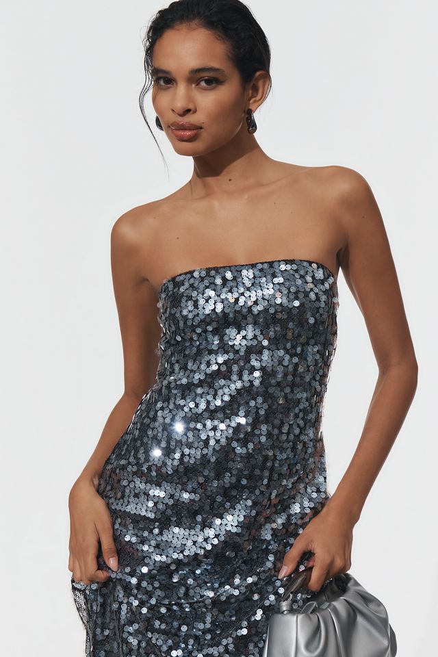 For Love & Lemons Strapless Sequin Maxi Dress #3