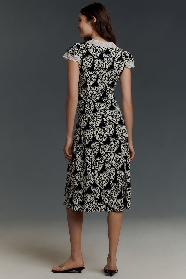 For Love & Lemons Short-Sleeve V-Neck Midi Dress #1
