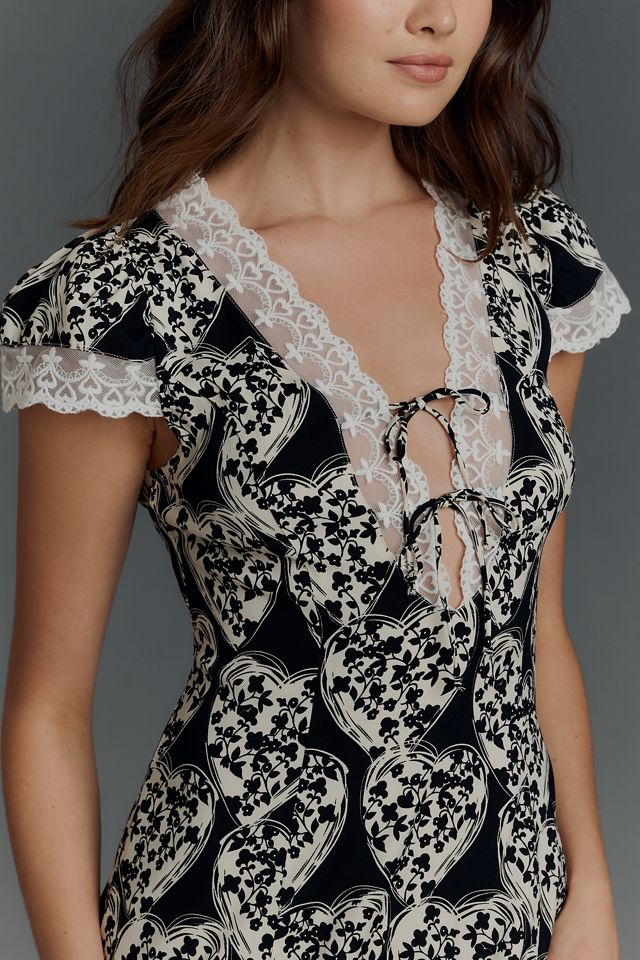For Love & Lemons Short-Sleeve V-Neck Midi Dress #2