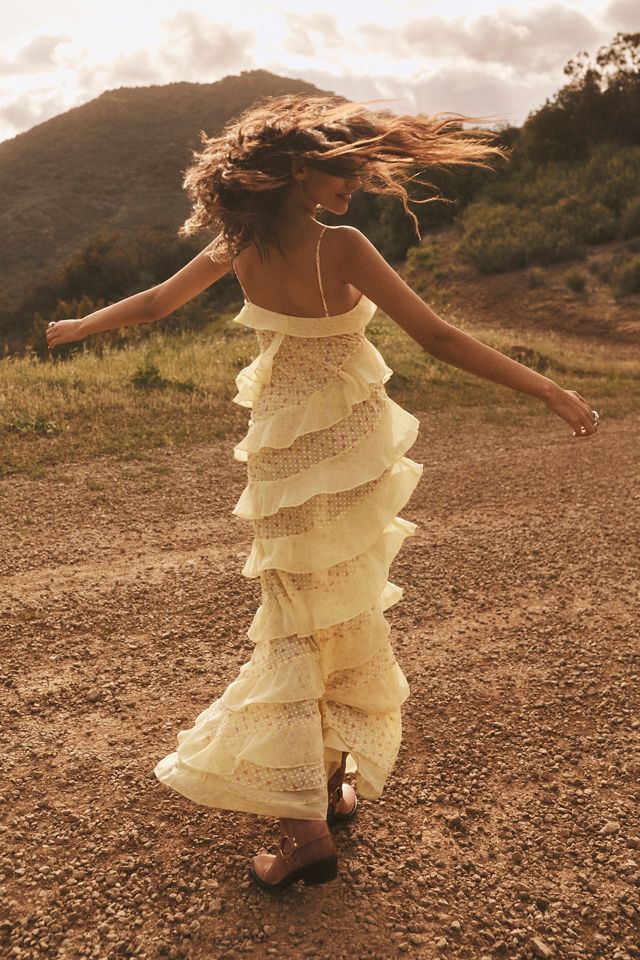 For Love & Lemons Debby Tiered Ruffle Midi Dress #1