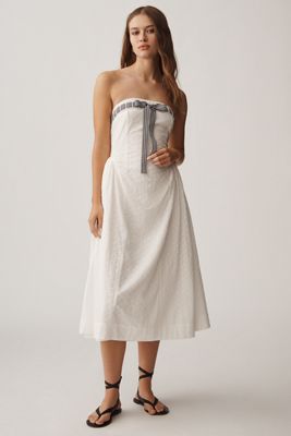 For Love & Lemons Rosie Strapless Bow Midi Dress