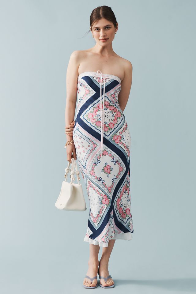 For Love & Lemons Daisy Mae Strapless Midi Slip Dress