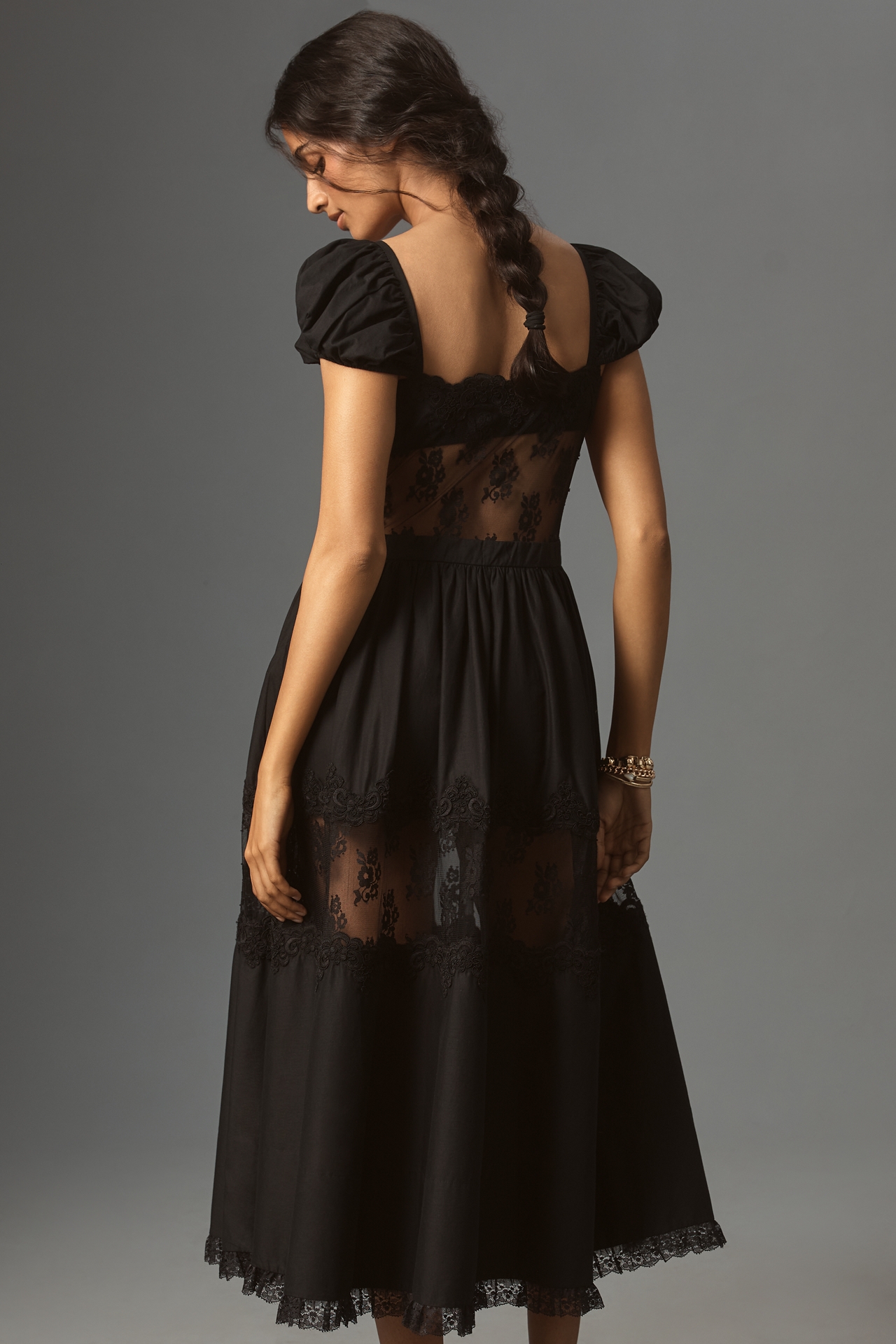 For Love & Lemons Liya Lace Midi Dress