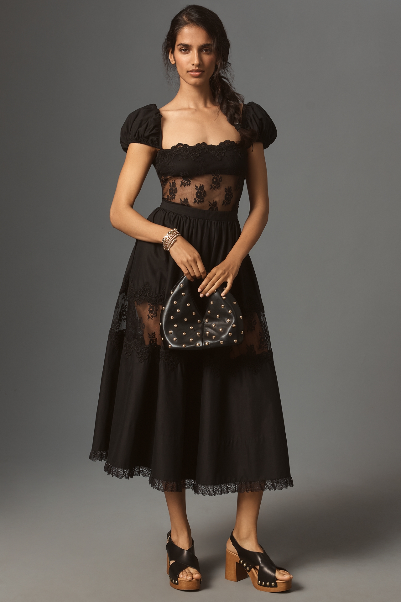 For Love & Lemons Liya Lace Midi Dress