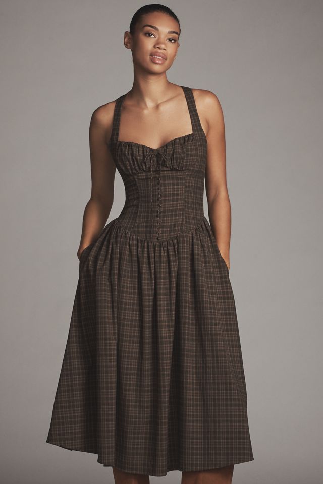For Love & Lemons Halter Basque-Waist Midi Dress #1