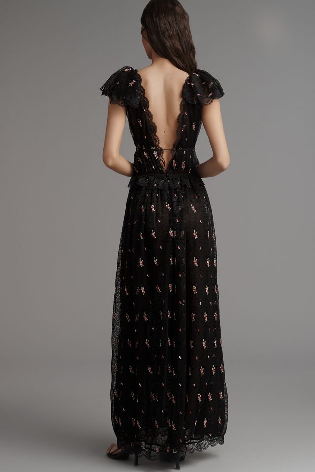 For Love & Lemons Poppy Plunge Lace Maxi Dress #2
