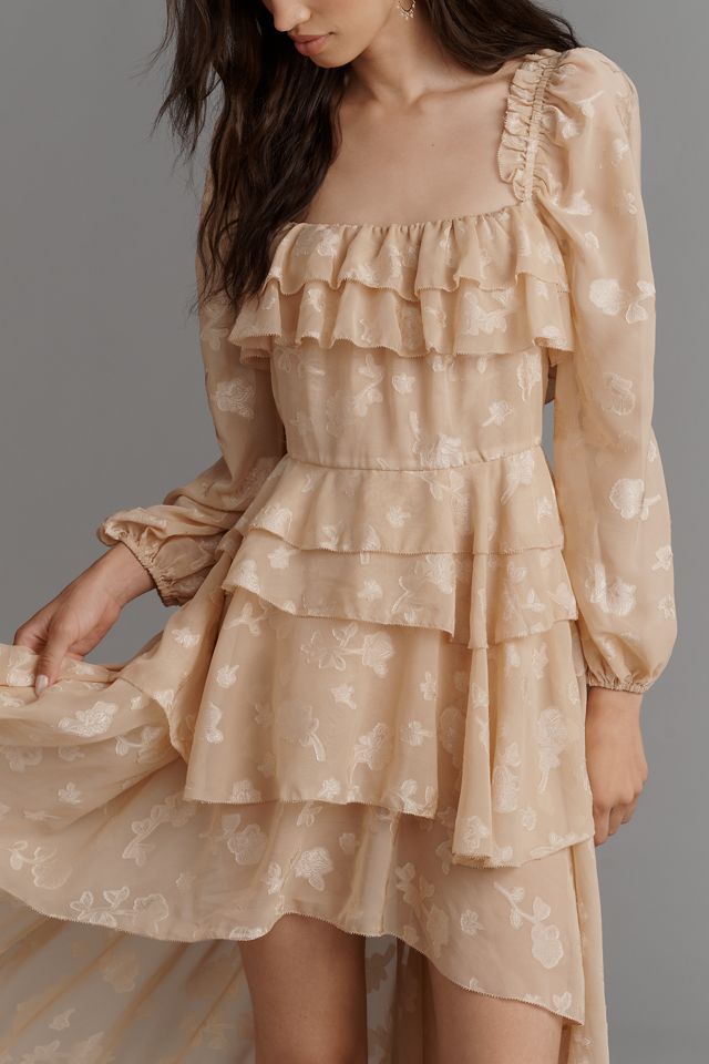 For Love & Lemons Colette Satin Burnout High-Low Dress #1