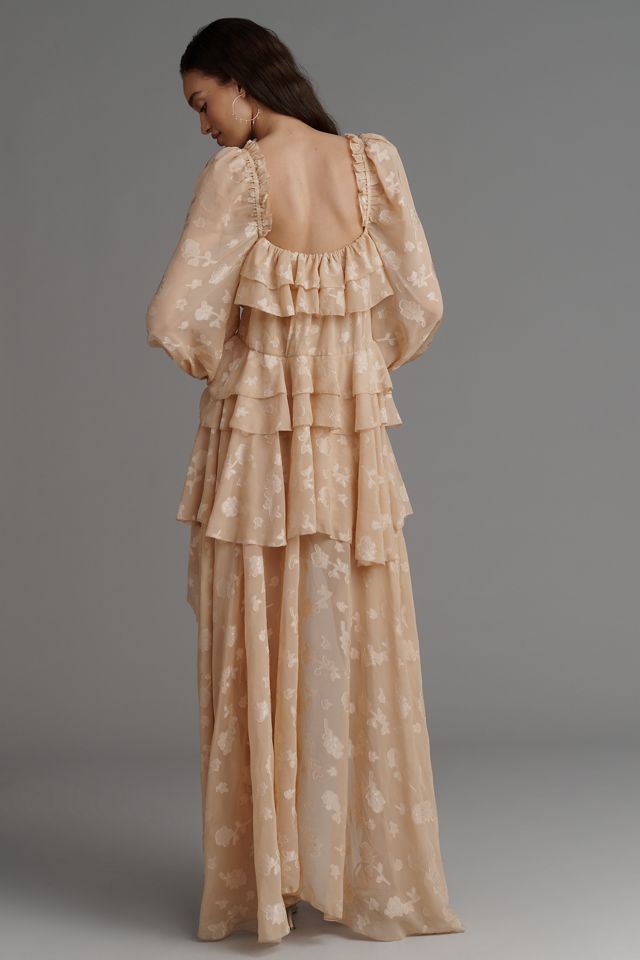 For Love & Lemons Colette Satin Burnout High-Low Dress #3