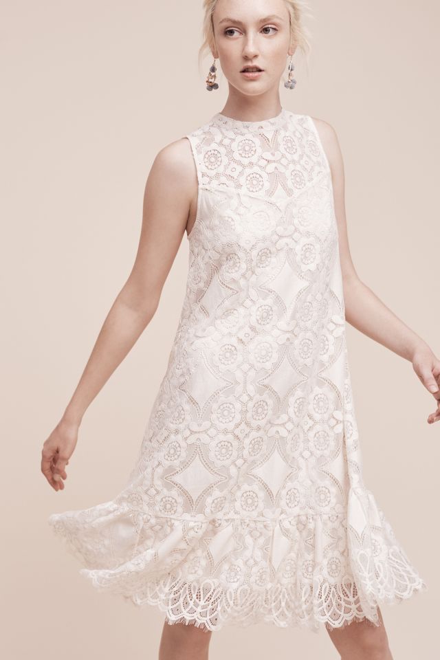 Anthropologie white cheap lace dress