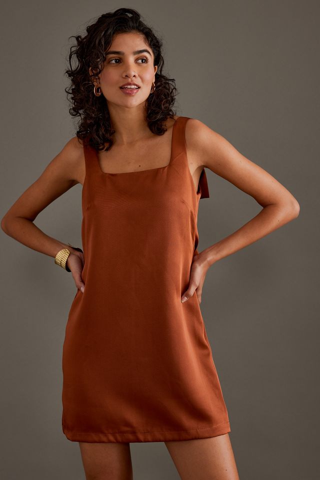 House of Sunny Satin Bow Mini Shift Dress | Anthropologie UK