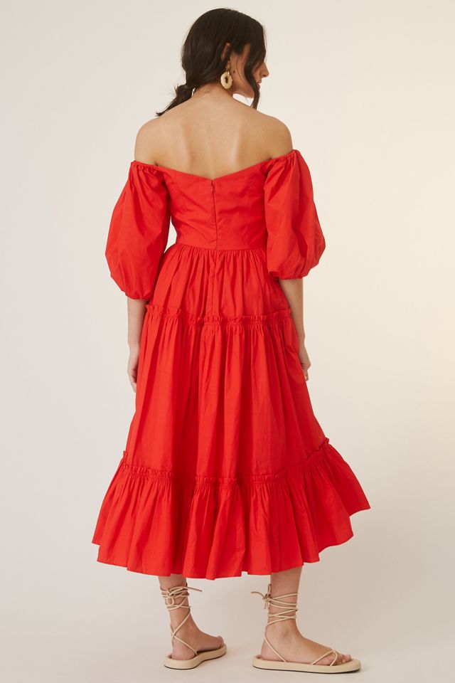 Off-The-Shoulder Poplin Midi Dress #3