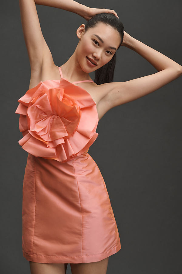 Atsu Rosette Halter Paneled Mini Dress