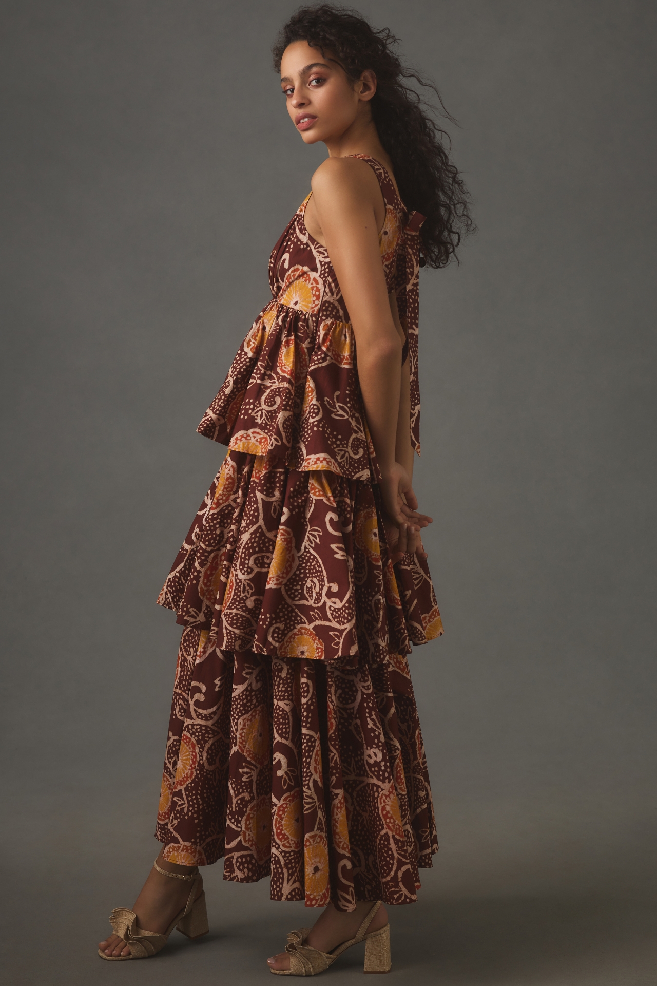 Atsu V-Neck Floral Tiered Maxi Dress