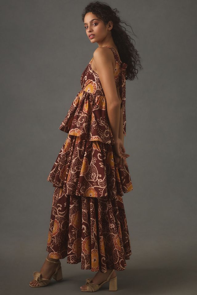 Atsu V-Neck Floral Tiered Maxi Dress #3