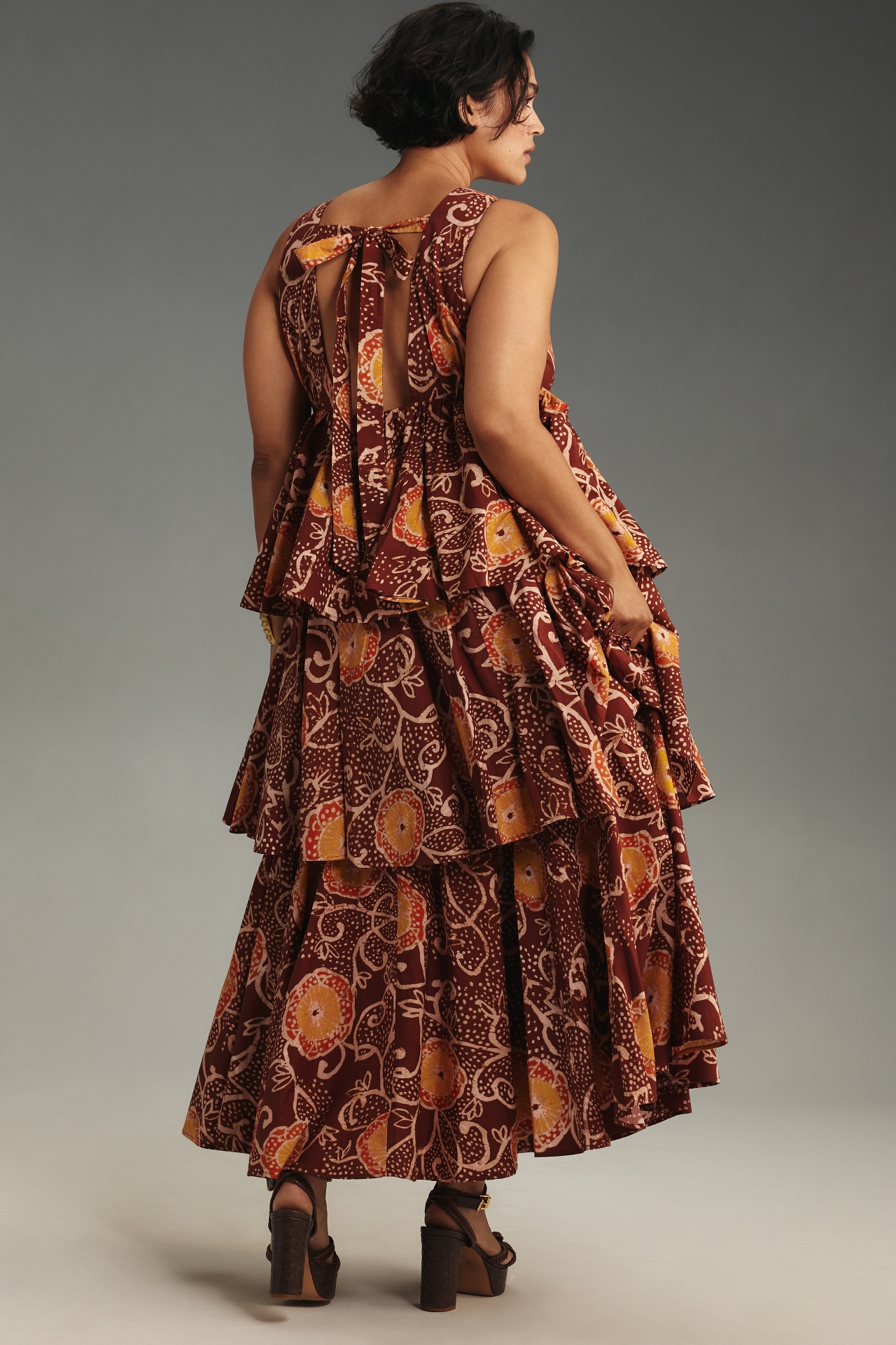 Atsu V-Neck Floral Tiered Maxi Dress