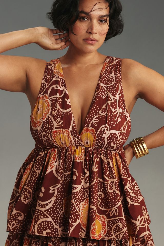 Atsu V-Neck Floral Tiered Maxi Dress #6