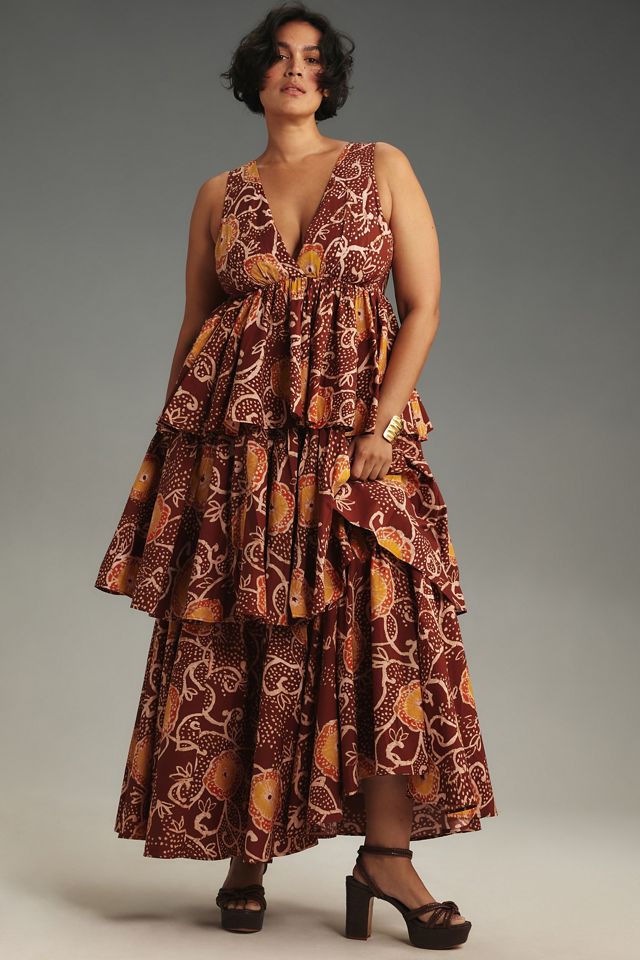 Atsu V-Neck Floral Tiered Maxi Dress #4