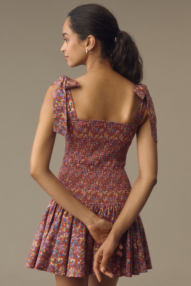 Atsu Tie-Shoulder Smocked Mini Dress #1