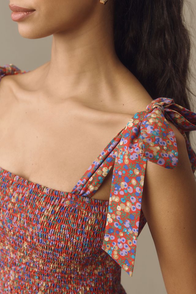 Atsu Tie-Shoulder Smocked Mini Dress #3