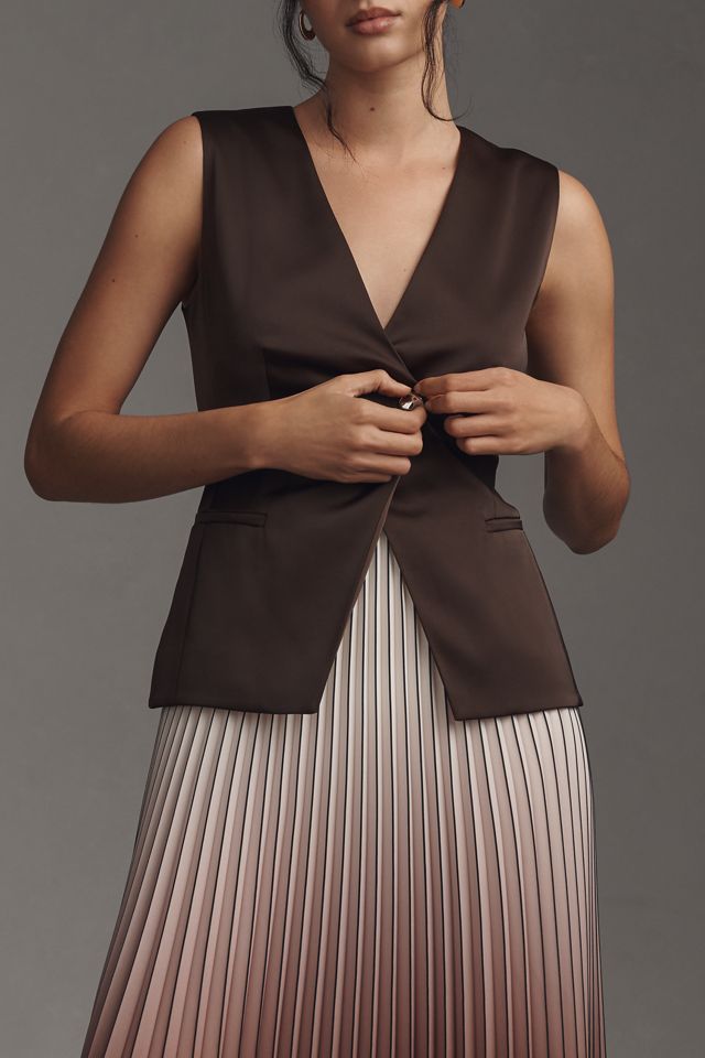 Derek Lam 10 Crosby Lauren Twofer Vest Pleated Midi Dress #2