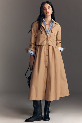Derek Lam 10 Crosby Janine Poplin Trench Midi Dress | Anthropologie