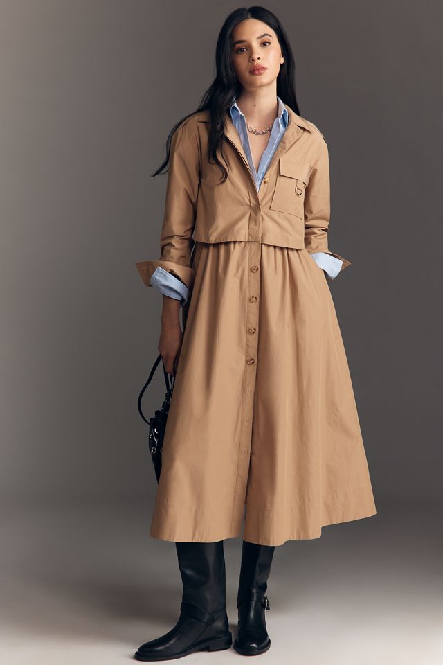 Derek Lam 10 Crosby Janine Poplin Trench Midi Dress | Anthropologie