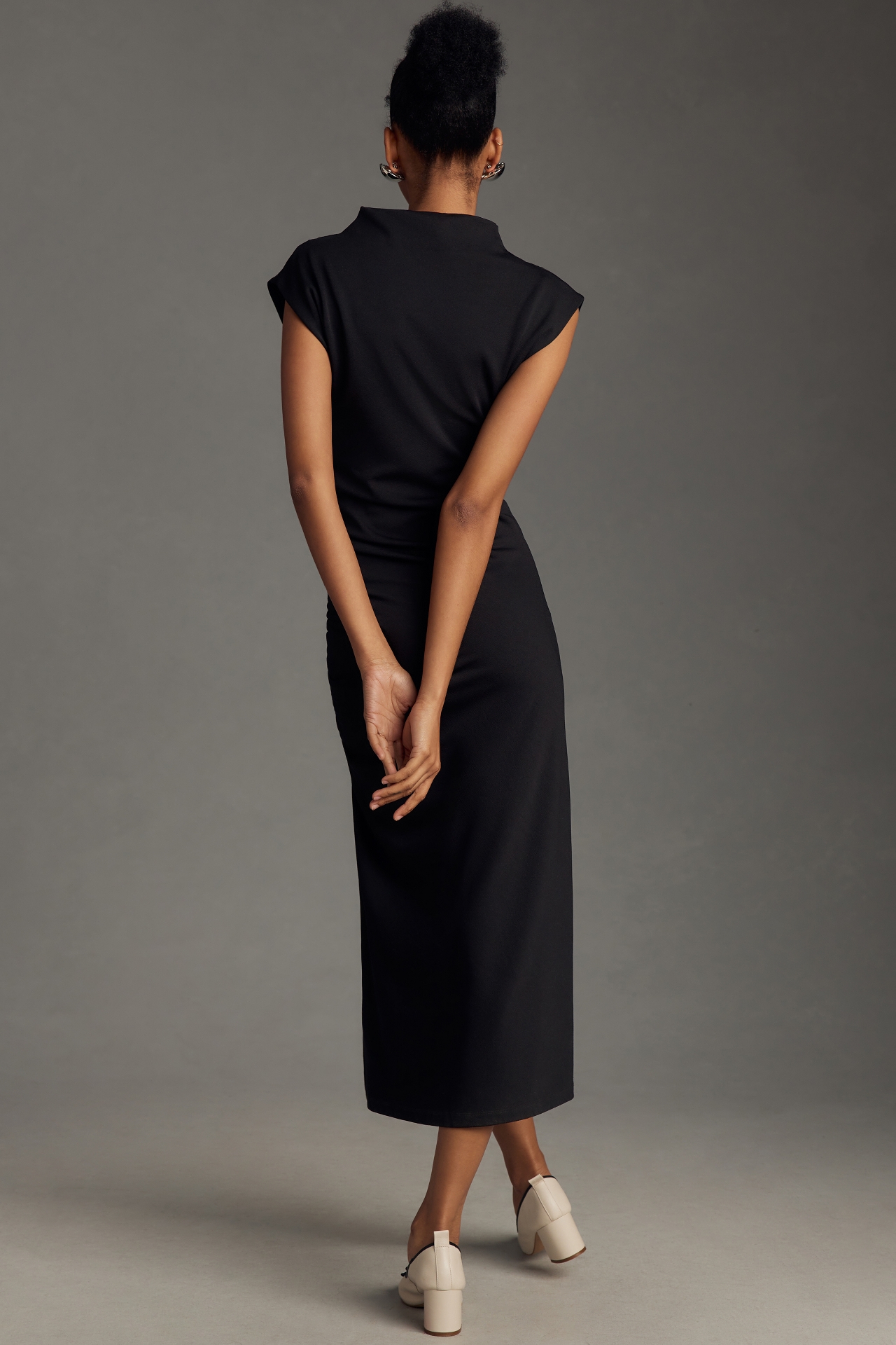 The Maya Ruched Cowl-Neck Dress