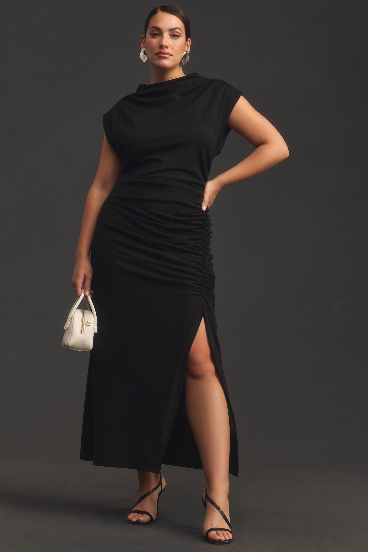 The Maya Ruched Cowl-Neck Dress