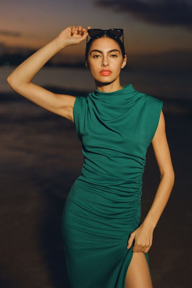 The Maya Ruched Cowl-Neck Dress | Anthropologie