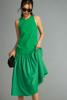 Maeve Sleeveless Flounce Dress In Green | ModeSens