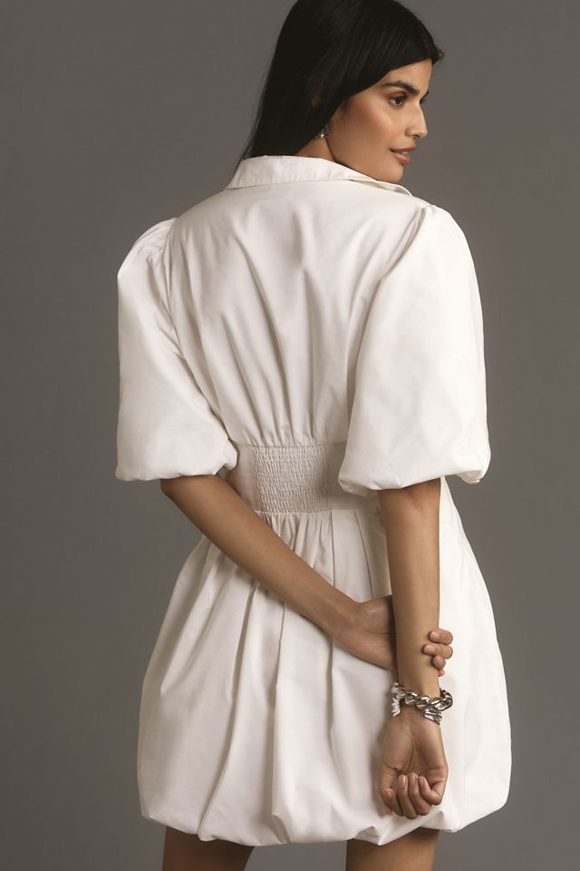 Maeve Collared Bubble-Hem Mini Dress #1
