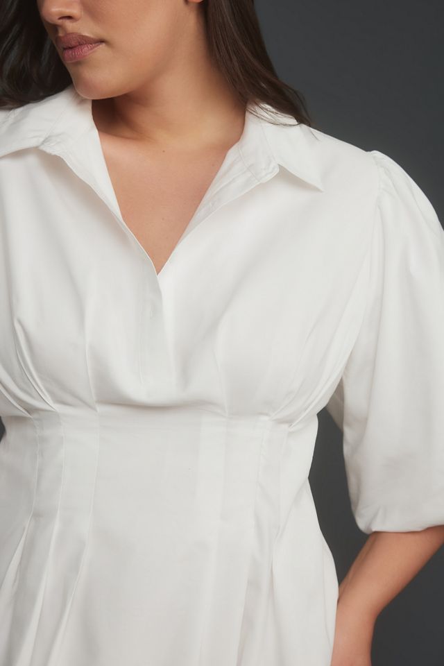 Maeve Collared Bubble-Hem Mini Dress #6