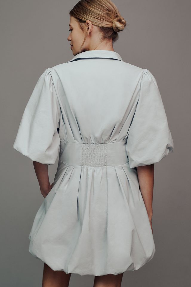Maeve Collared Bubble-Hem Mini Dress #1