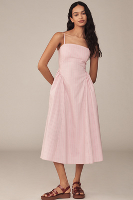 MAEVE SLEEVELESS FITTED A-LINE MIDI DRESS 