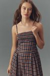 Pilcro Sleeveless Smocked Plaid Midi Dress