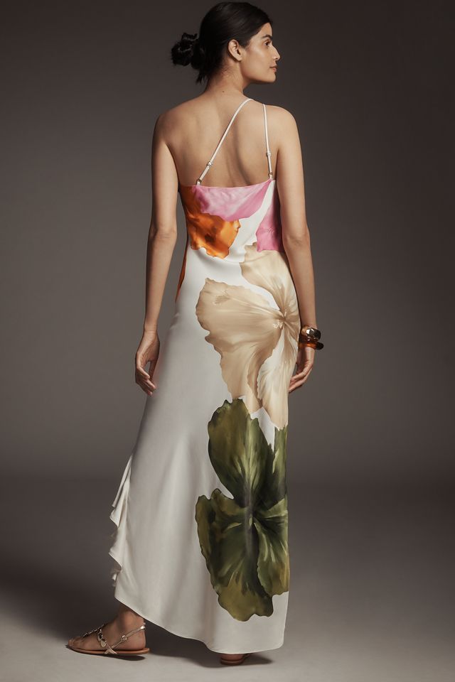 By Anthropologie One-Shoulder Asymmetric Floral Maxi Dress #1