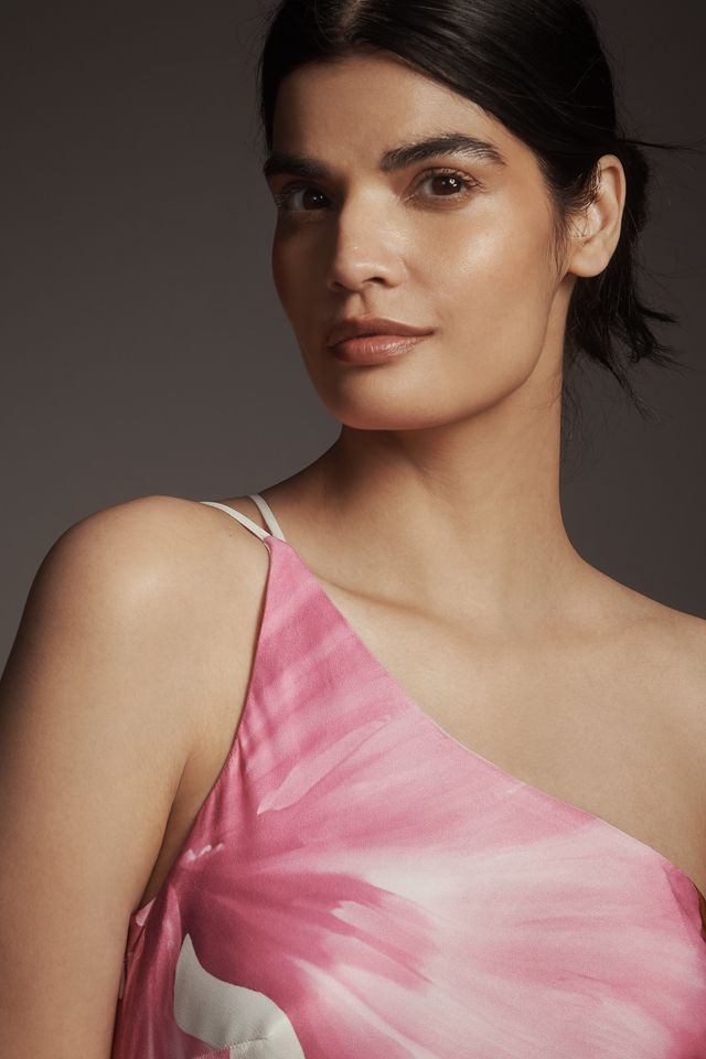 By Anthropologie One-Shoulder Asymmetric Floral Maxi Dress