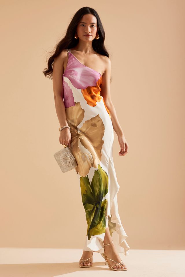 By Anthropologie Lucinda One-Shoulder Maxi Slip Dress #4