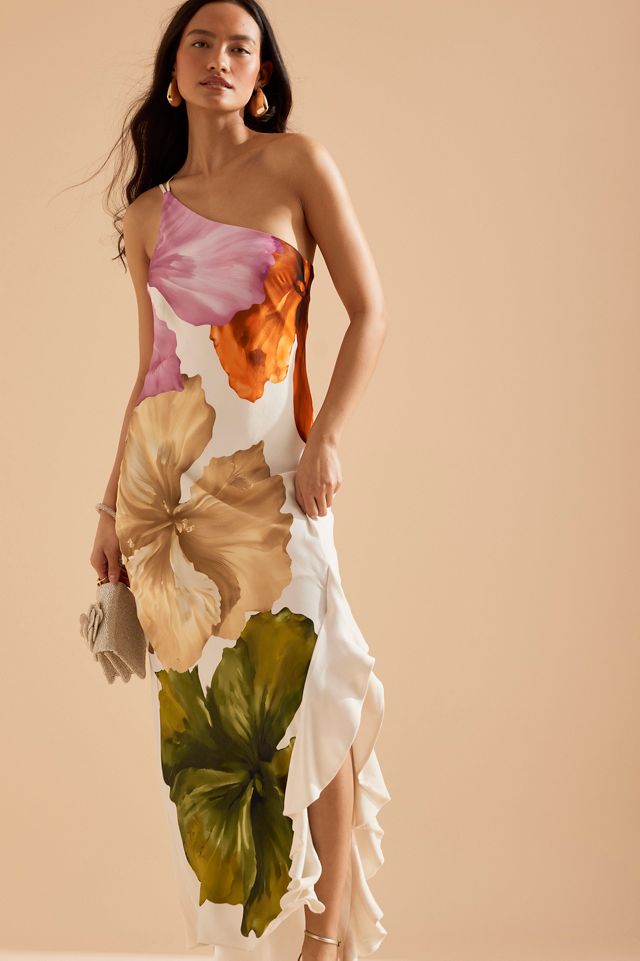 By Anthropologie Lucinda One-Shoulder Maxi Slip Dress #6