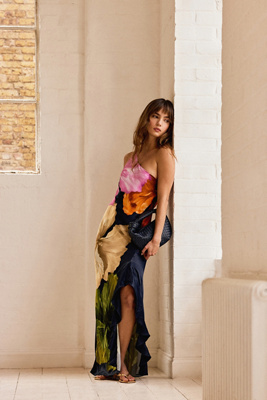 By Anthropologie Lucinda One-Shoulder Maxi Slip Dress