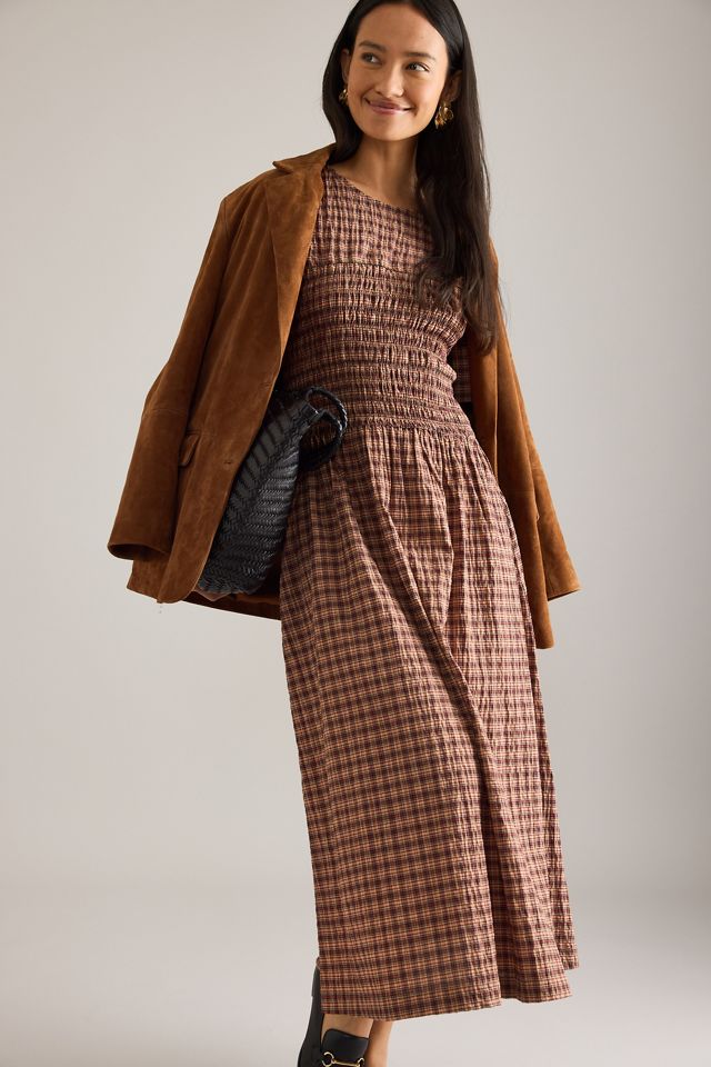 By Anthropologie Vestido Midi de Manga Corta Fruncido Fern #3